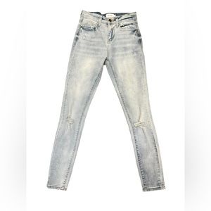 True Craft Womens Jeans Juniors Size 1 High Rise Skinny Light Faded Blue Ripped